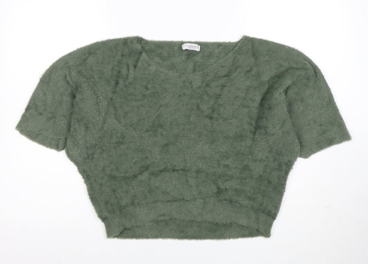 Luisa Ricci Women's Green Mohair Knit Cropped Blouse Size M