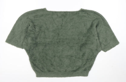 Luisa Ricci Women's Green Mohair Knit Cropped Blouse Size M