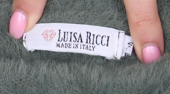 Luisa Ricci Women's Green Mohair Knit Cropped Blouse Size M