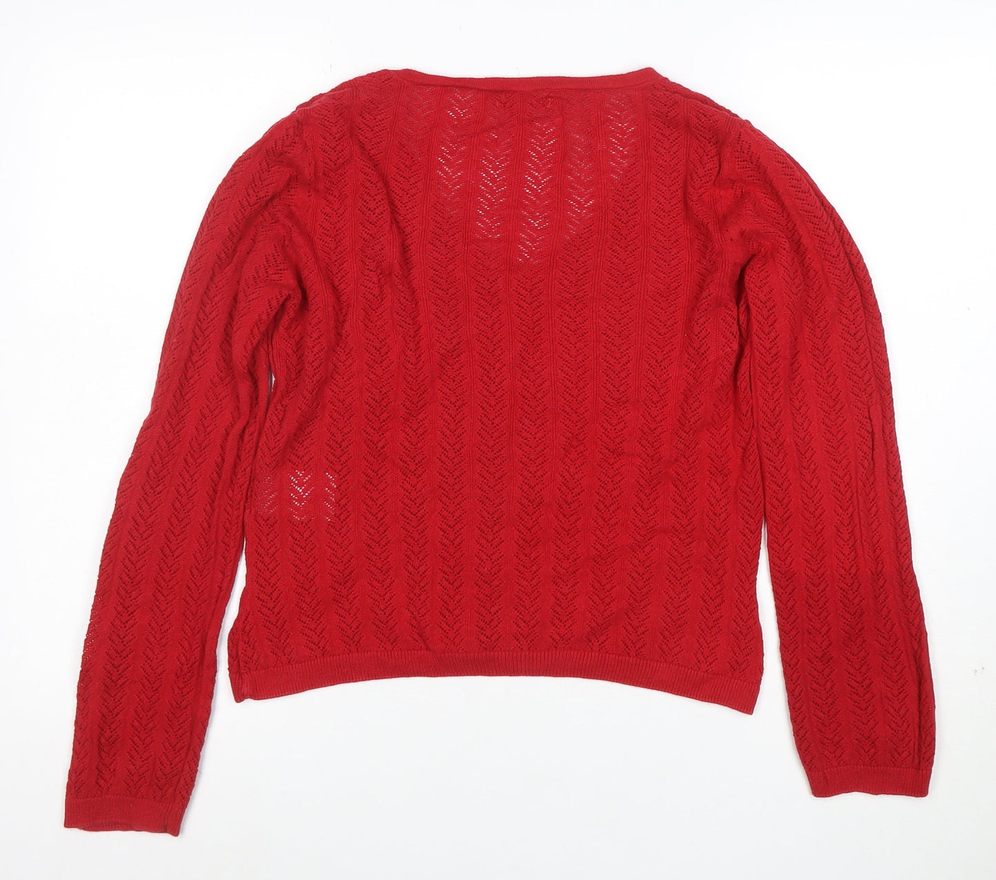 Joe Browns Women's Red Cotton Knit Button-Up Cardigan Size 14