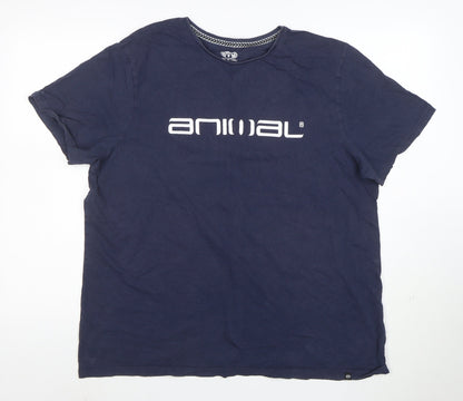 Animal Women’s Navy Blue Cotton T-Shirt XL Short Sleeve Crew Neck