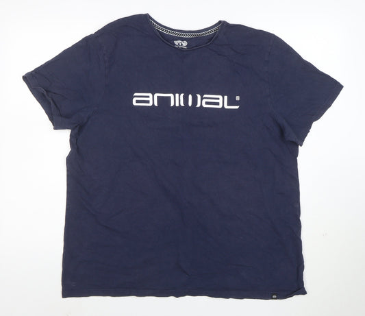 Animal Women’s Navy Blue Cotton T-Shirt XL Short Sleeve Crew Neck