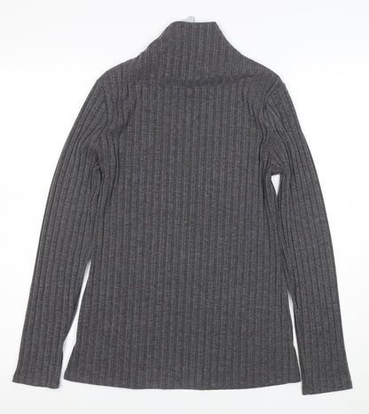 Principles by Ben de Lisi Petite Women's Grey Roll Neck Button Knit Top Size 12