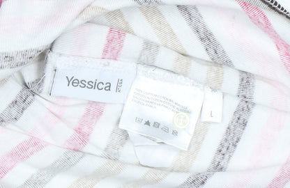 Yessica Women’s Multicoloured Striped Cotton Polo Shirt Size L