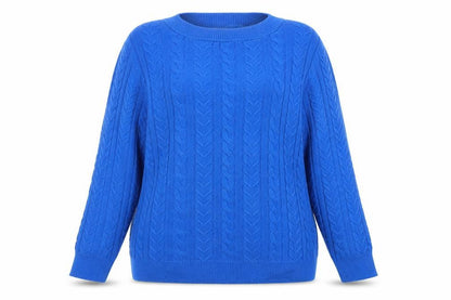 Coliton Traders Women's Blue Cable-Knit Jumper Size 20