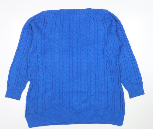 Coliton Traders Women's Blue Cable-Knit Jumper Size 20
