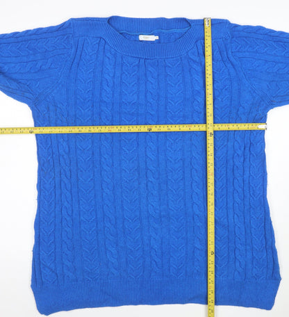 Coliton Traders Women's Blue Cable-Knit Jumper Size 20