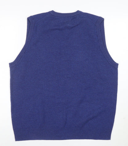 Marks and Spencer Blue Harbour Men's Blue Lambswool V-Neck Vest M