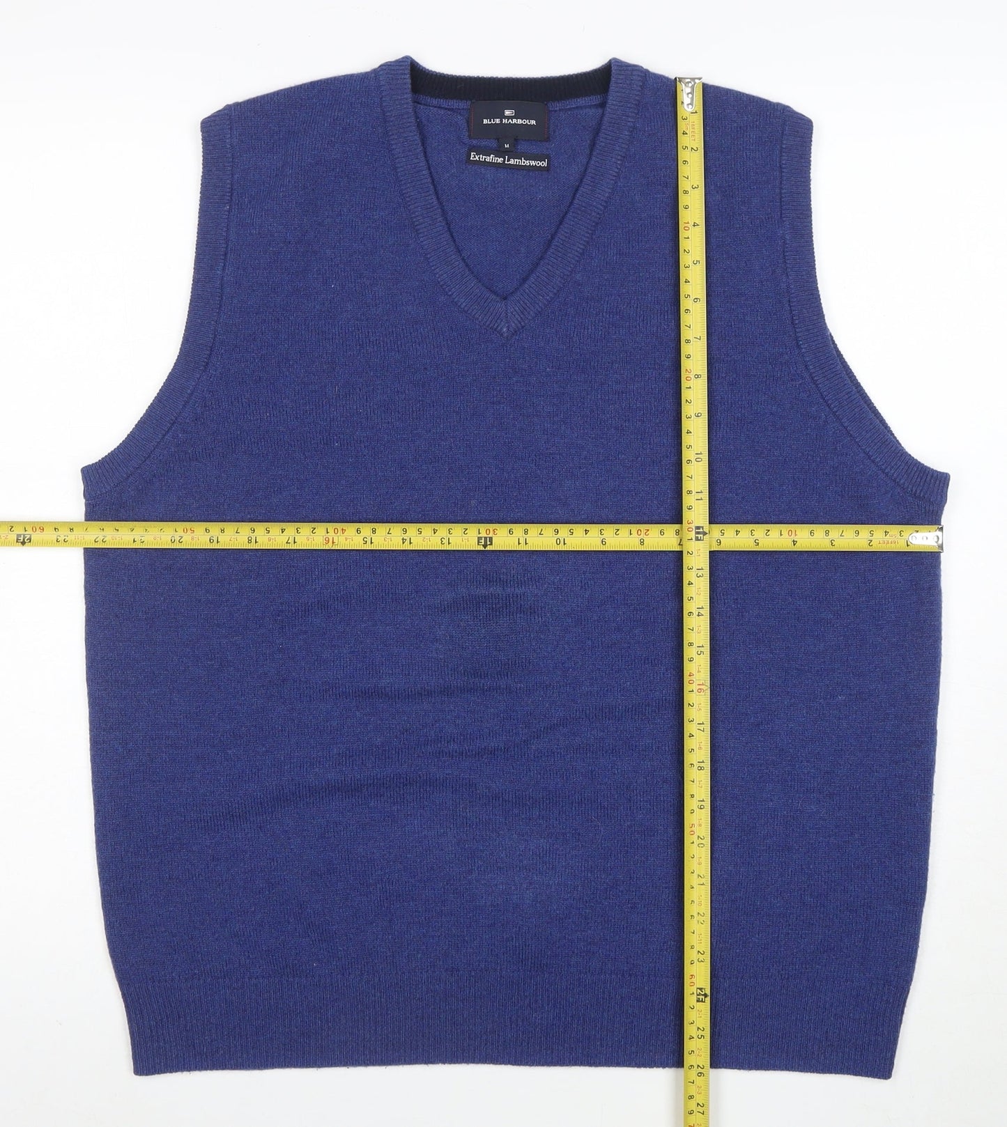 Marks and Spencer Blue Harbour Men's Blue Lambswool V-Neck Vest M