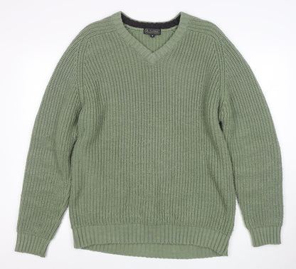 P.G. Field Men's Green Chunky Knit V-Neck Jumper Size M