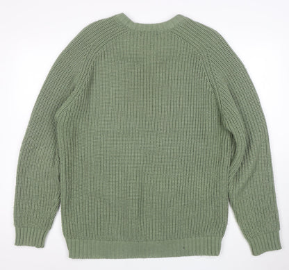 P.G. Field Men's Green Chunky Knit V-Neck Jumper Size M
