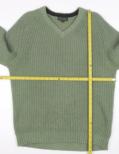 P.G. Field Men's Green Chunky Knit V-Neck Jumper Size M