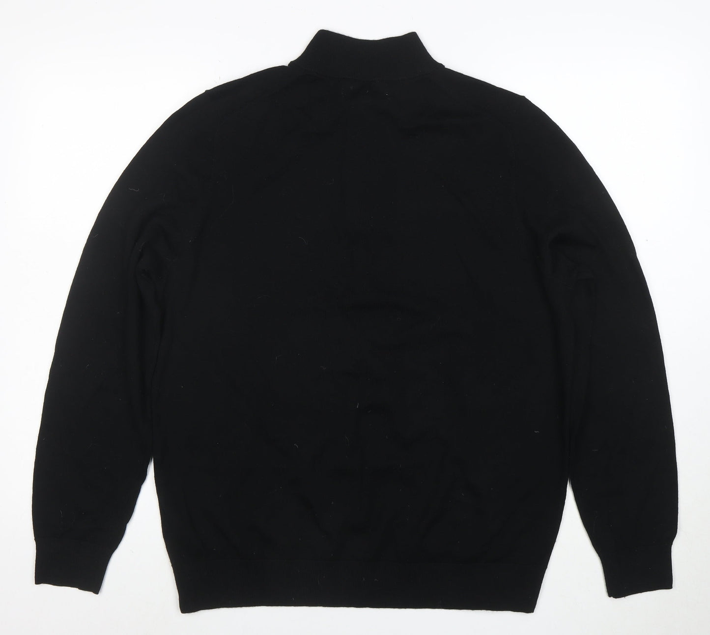 Marks and Spencer Men's Black Merino Wool Half Zip Jumper L