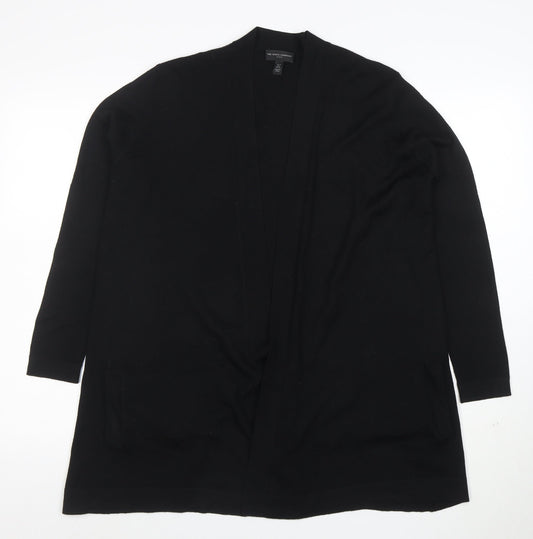 The White Company Women's Black Merino Wool Longline Cardigan Size 10