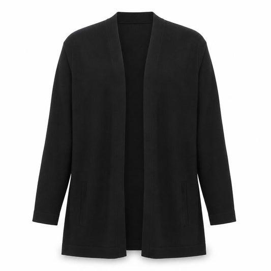 The White Company Women's Black Merino Wool Longline Cardigan Size 10