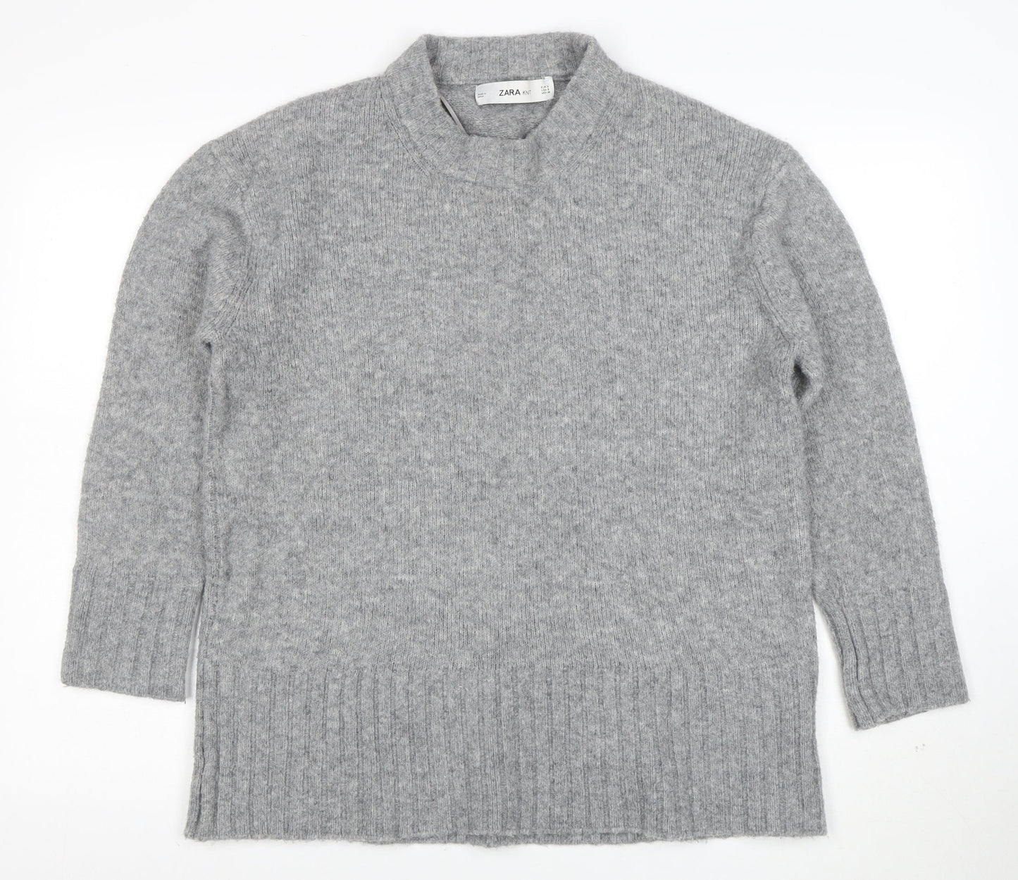 Zara Women Grey High Neck Knit Jumper Size S