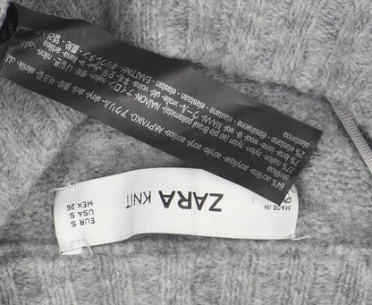 Zara Women Grey High Neck Knit Jumper Size S