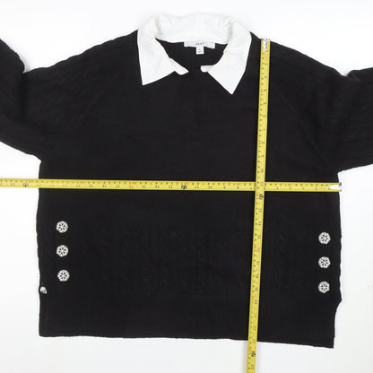 Next Women’s Black Collared Cable-Knit Jumper Size 16