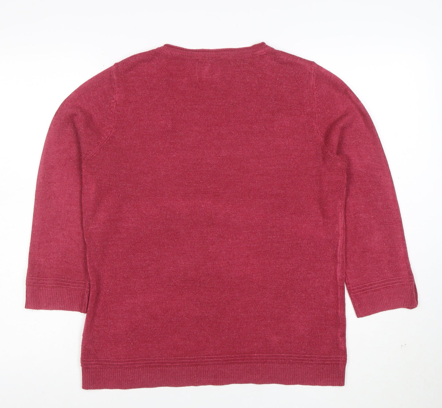 Maine New England Women’s Red Square Neck Knit Jumper Size 14