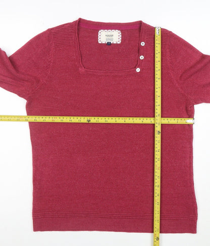 Maine New England Women’s Red Square Neck Knit Jumper Size 14