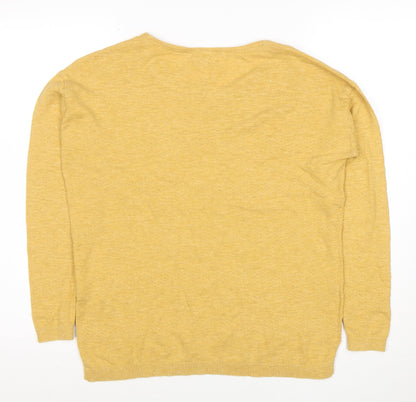 FatFace Women’s Yellow Cotton Linen Pullover Jumper UK 8