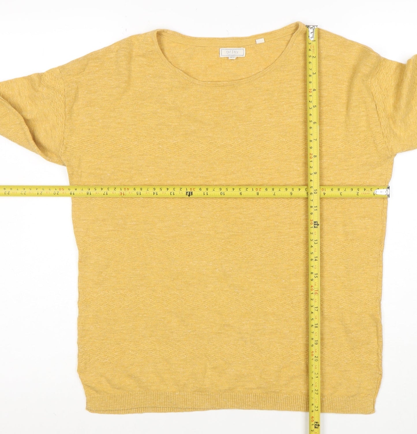 FatFace Women’s Yellow Cotton Linen Pullover Jumper UK 8