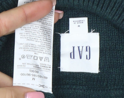 GAP Men's Green Cable-Knit Crew Neck Cotton Jumper Size M