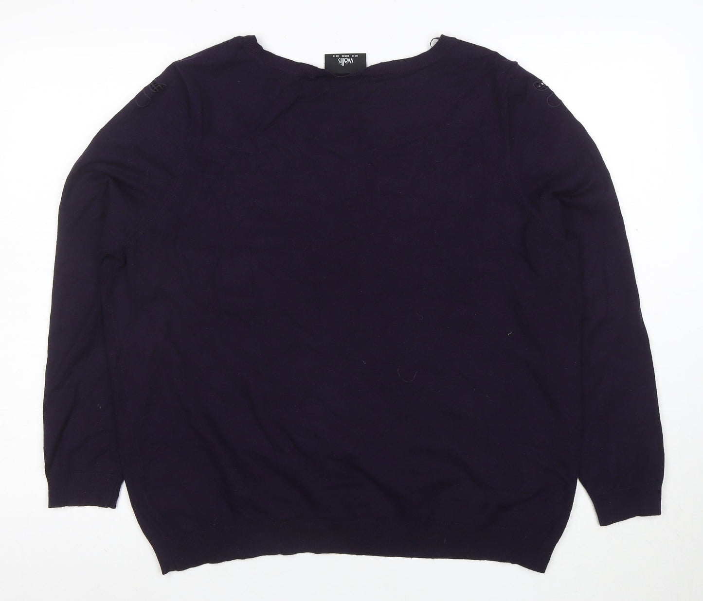 Wallis Women’s Purple Embroidered Floral Knit Blouse UK 18