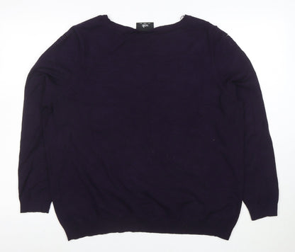 Wallis Women’s Purple Embroidered Floral Knit Blouse UK 18