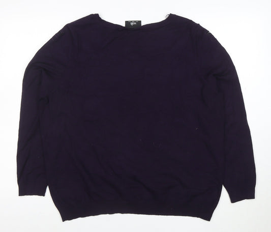 Wallis Women’s Purple Embroidered Floral Knit Blouse UK 18