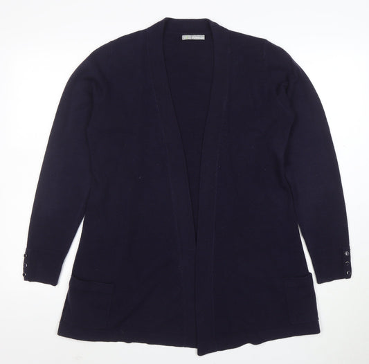Marks and Spencer Women Navy Blue Longline Cardigan Size 14 Acrylic Knit