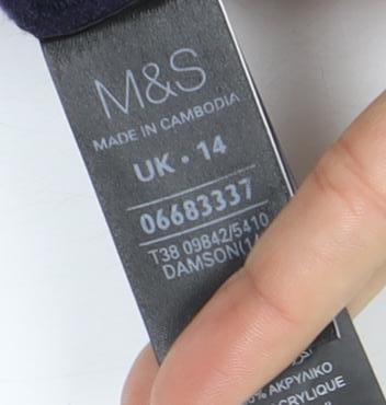 Marks and Spencer Women Navy Blue Longline Cardigan Size 14 Acrylic Knit