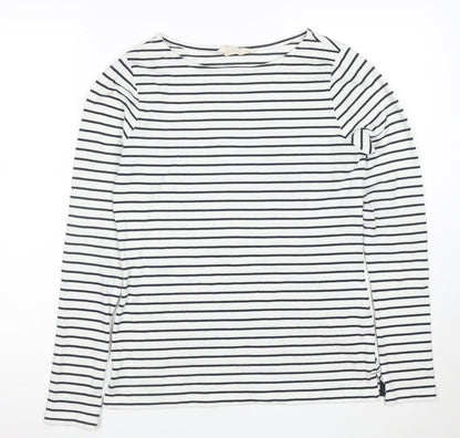 Mountain Warehouse Womens White Navy Striped Long Sleeve Cotton Top S