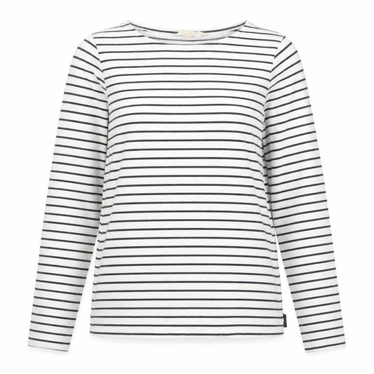 Mountain Warehouse Womens White Navy Striped Long Sleeve Cotton Top S