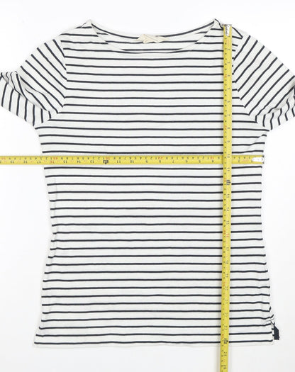 Mountain Warehouse Womens White Navy Striped Long Sleeve Cotton Top S
