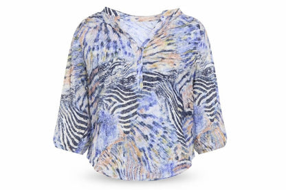 Wallis Women's Multicoloured Animal Print 3/4 Sleeve Tunic Blouse Size L