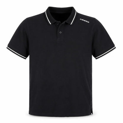 Umbro Men's Black Small Cotton Short Sleeve Polo Shirt
