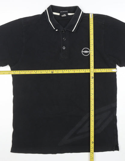 Umbro Men's Black Small Cotton Short Sleeve Polo Shirt