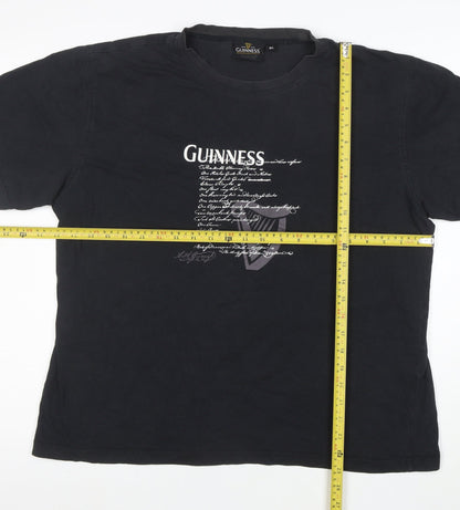 Guinness Men's Black Graphic Beer Logo Cotton T-Shirt Size L