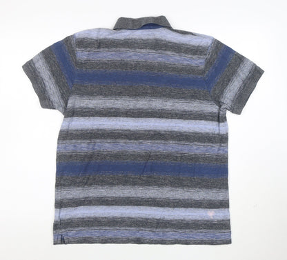 RJR John Rocha Men's Blue Striped Cotton Polo Shirt M Tailored Fit