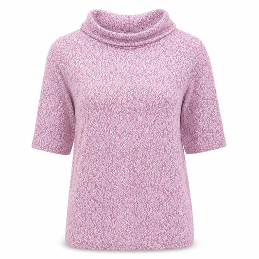 ISLE Collection Women's Pink Floral Cowl Neck 3/4 Sleeve Tunic Blouse Size M