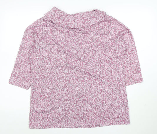ISLE Collection Women's Pink Floral Cowl Neck 3/4 Sleeve Tunic Blouse Size M