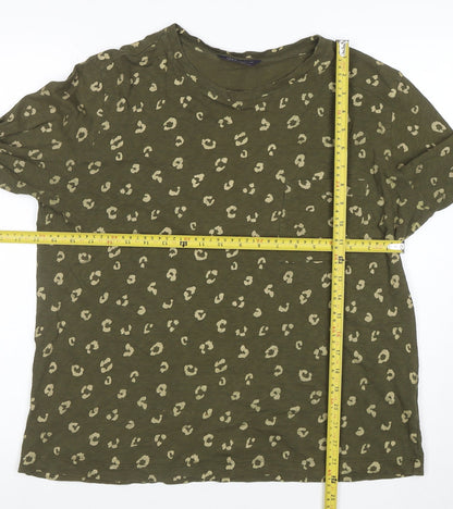Marks and Spencer Women’s Green Animal Print Long Sleeve Cotton T-Shirt Size 14