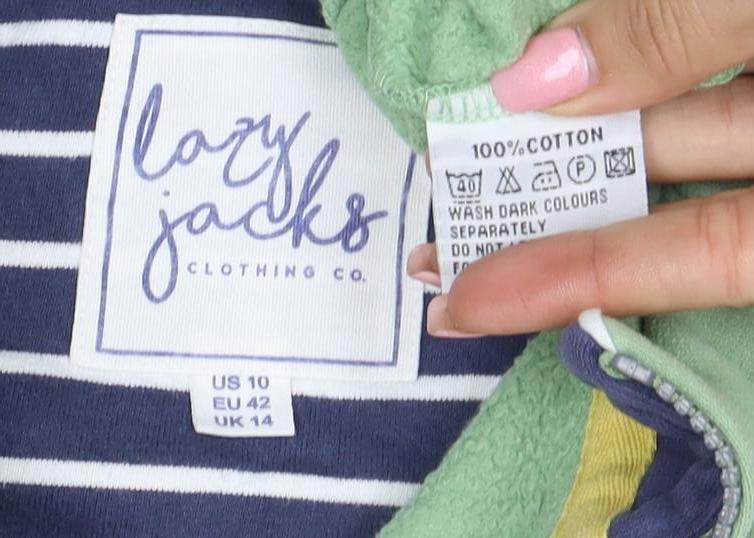Lazy Jacks Women Green Full Zip Sweatshirt UK 14 Cotton Long Sleeve