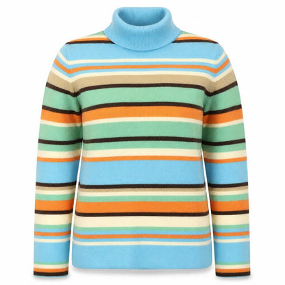Jones New York Signature Women’s Multicoloured Striped Roll Neck Wool Jumper Size L