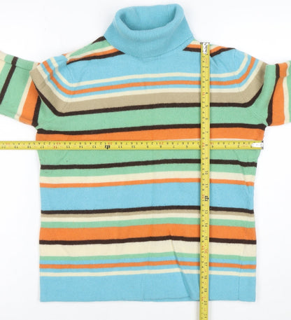 Jones New York Signature Women’s Multicoloured Striped Roll Neck Wool Jumper Size L