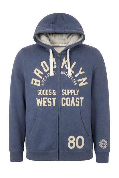 Brooklyn & Fox Men’s Blue Full Zip Hoodie XL Graphic Print