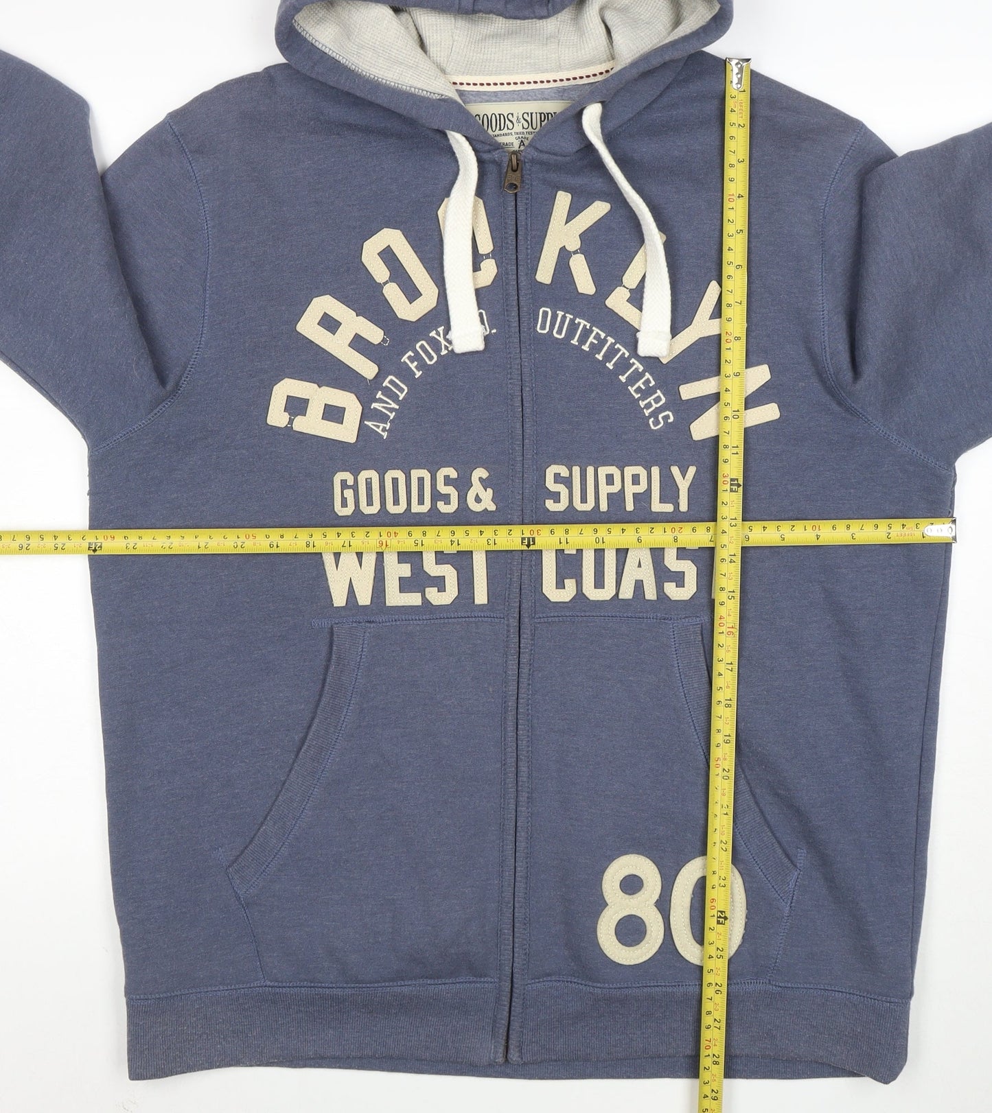 Brooklyn & Fox Men’s Blue Full Zip Hoodie XL Graphic Print