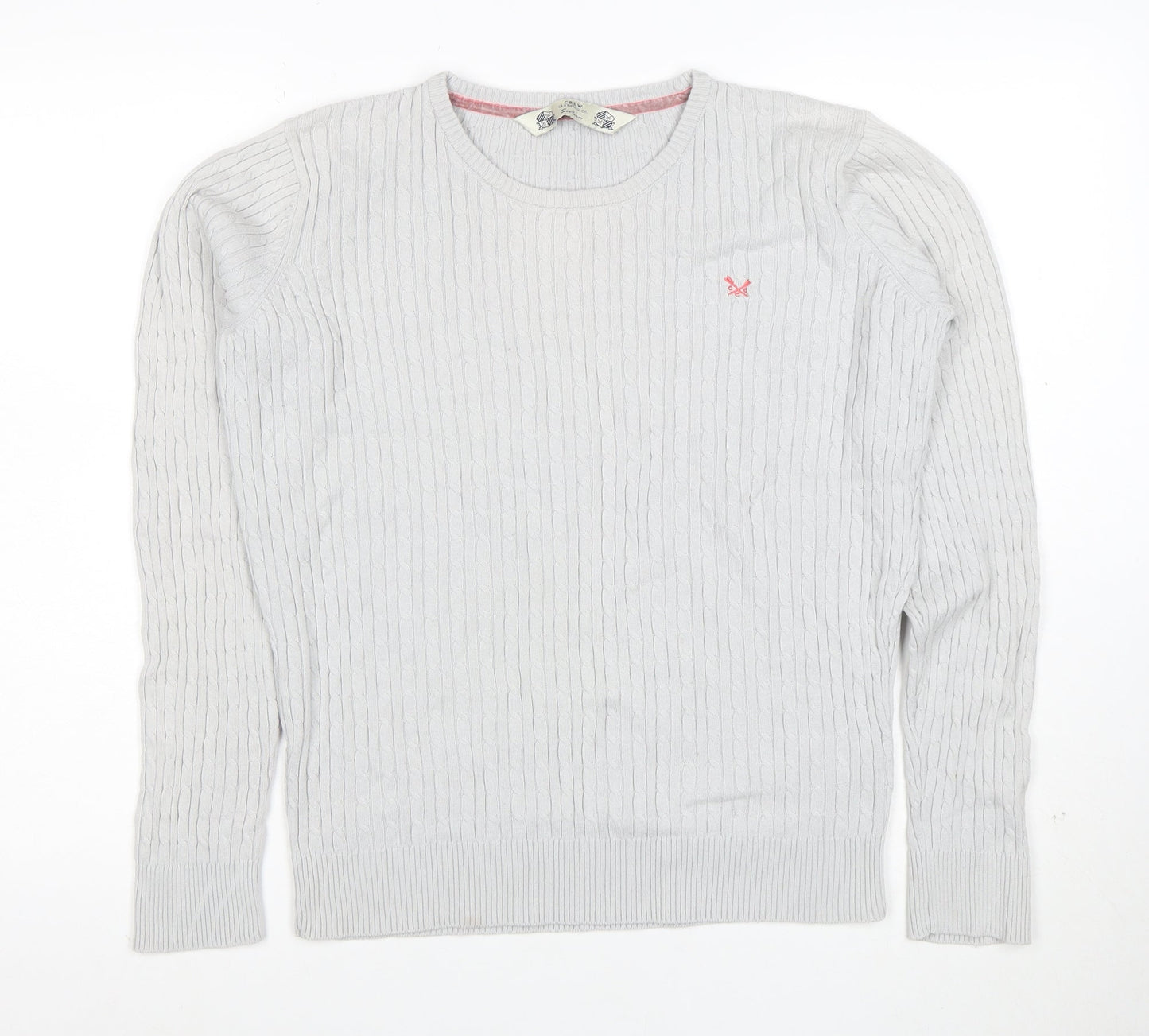 Crew Clothing Co. Womens Grey Cotton Cable-Knit Jumper M