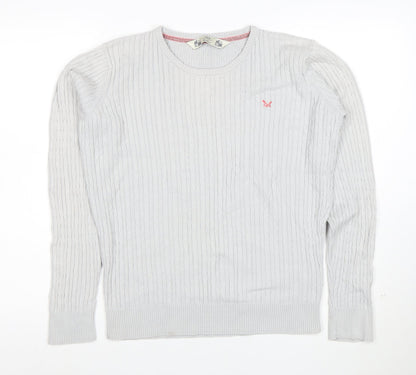 Crew Clothing Co. Womens Grey Cotton Cable-Knit Jumper M